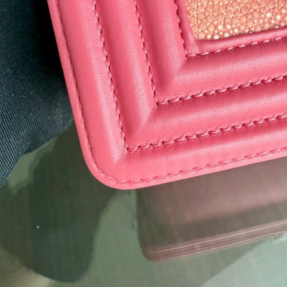 Image 1 of Chanel Boy Small - Stingray Pink Ruthenium Silver Hardware Serie 18