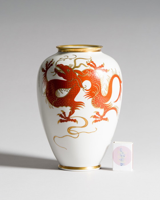 Image 1 of Heinz Schaubach Kunst Vaso di porcellana Ciotola Coperchio-Box Set Dragon Art Déco Jugendstil