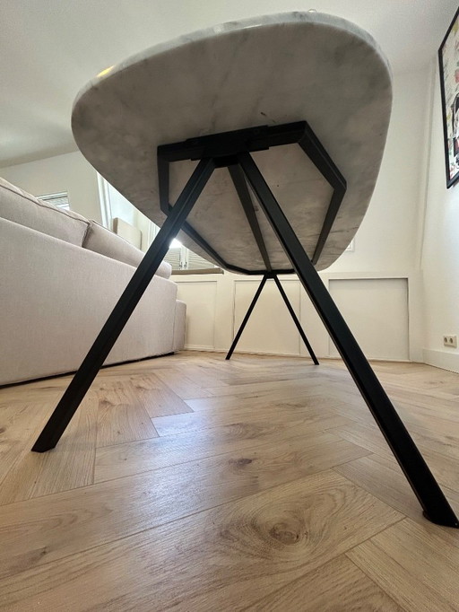 Marble Dining Table Oval - Carrara White (V-Foot) by Aime Té