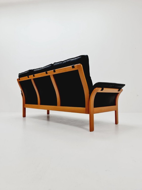 Image 1 of Drie-punts Scala 3-zits leren bank, in Mid Century-stijl