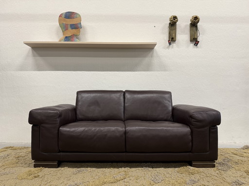 (2) Ensemble canapé Natuzzi Cuir marron Amadeus 195x100