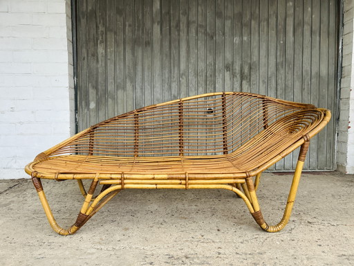 Vintage Midcentury Rattan Daybed / Lounger – Rohé Noordwolde