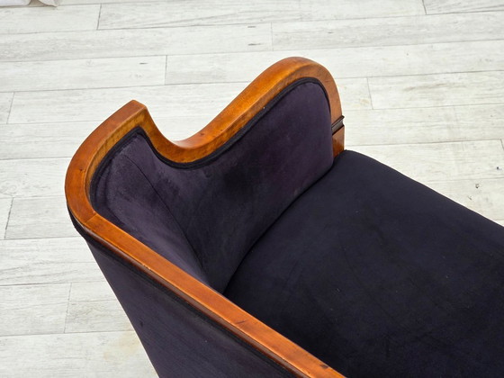 Image 1 of 1950s, Danish art deco 2-seater sofa, ash wood, furniture velour.