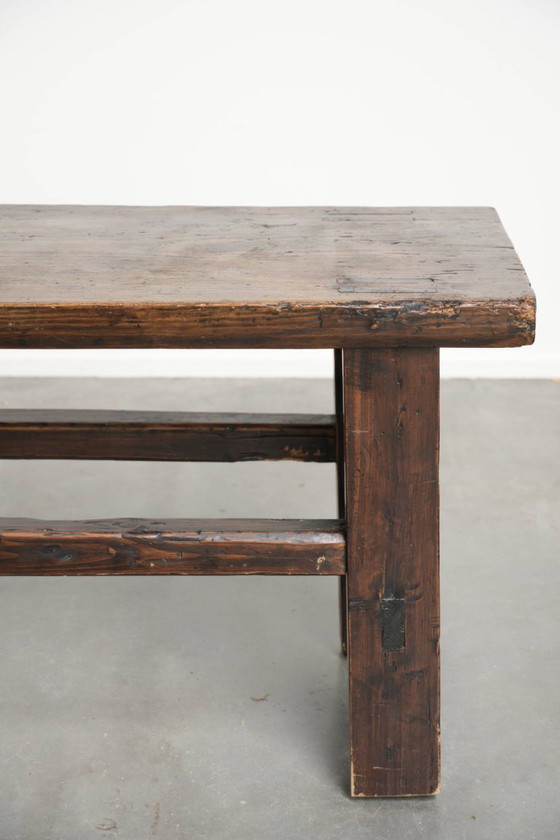 Image 1 of Antica panca/tavolo da pranzo spagnola in legno del XVIII secolo con una splendida patina.
