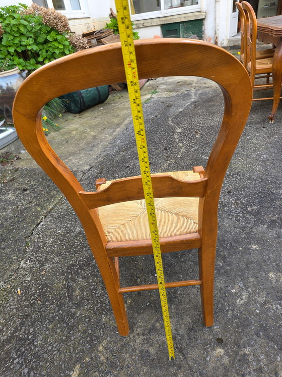 Image 1 of Set aus 6 Kirschholzstühlen mit Strohsitzen aus den 1960er Jahren