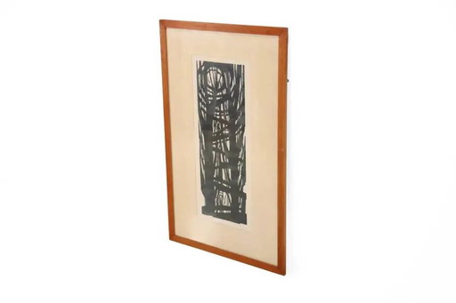 Holzschnitt mit dem Titel „Bäume“ aus dem Jahr 1963 – schilderijen tekeningen, Paper, Wood, Abstract (photo 2 of 6)