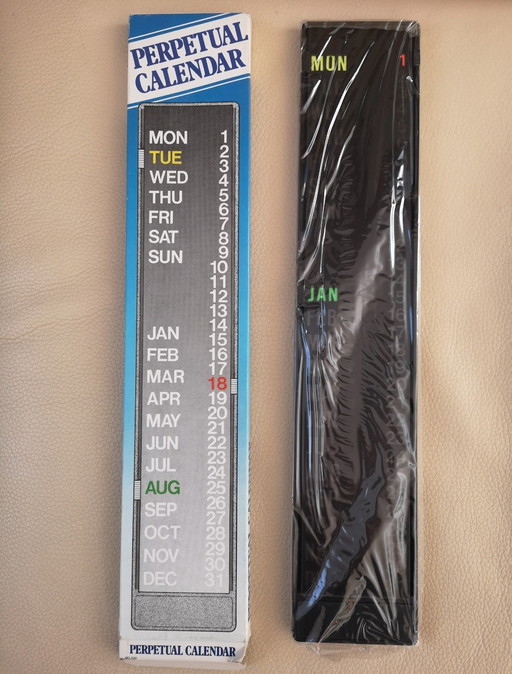 Calendrier perpétuel, vintage, neuf, emballage d'origine