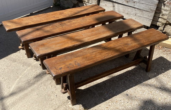 Image 1 of Panca da fattoria in rovere massello, 140 cm, per un tavolo rustico da fattoria anni '50