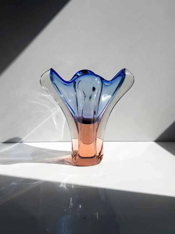 Josef Hospodka for Chřibská Vase, blue-pink Sommerso Art Glass, Czechoslovakia 1960s – Murano Glass (photo 5 of 5)
