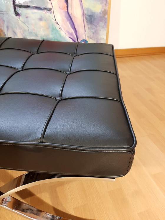 Image 1 of Knoll Set Barcelona New-Never Used Black Leather Design by Ludwig Mies Van Der Rohe and Lilly Reich (1929)