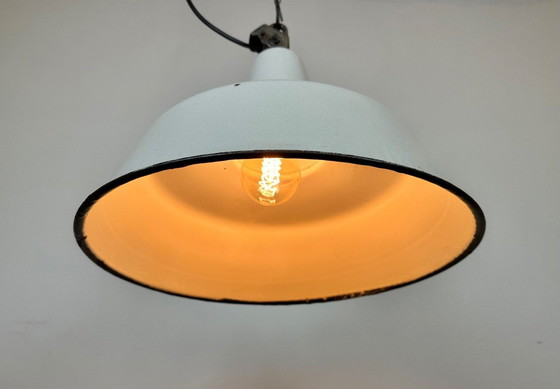 Image 1 of Large Industrial White Enamel Factory Pendant Lamp from Zaos, 1960s