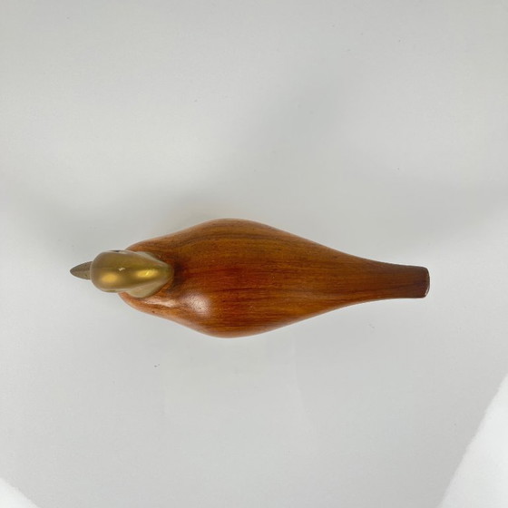 Image 1 of Scultura di anatra in teak e ottone della metà del secolo, 1960/70