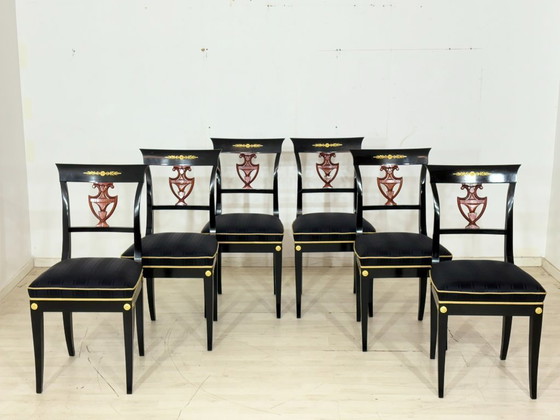 Image 1 of Set of 6 Biedermeier style chairs / vintage dining chairs / kitchen chairs
