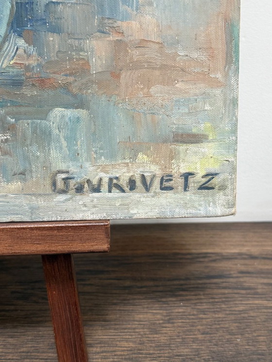 Image 1 of Cuadro antiguo, óleo sobre cartón, firmado Govrivetz.