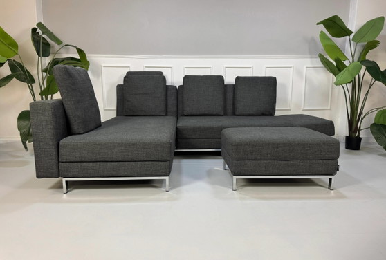 Image 1 of Brühl Fourtwo Sofa Stoff Couch Schlafsofa Grau + Hocker
