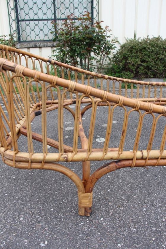 Image 1 of Vintage Italian rattan bed 1950/60's