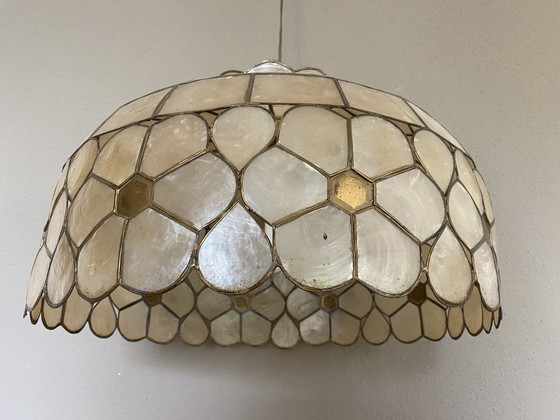 Image 1 of Lampe vintage capiz shell lampe pendante perle