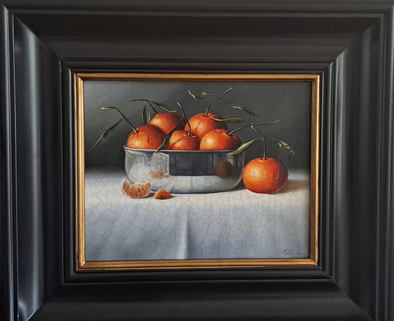 Image 1 of Nature morte aux oranges dans un bol en argent