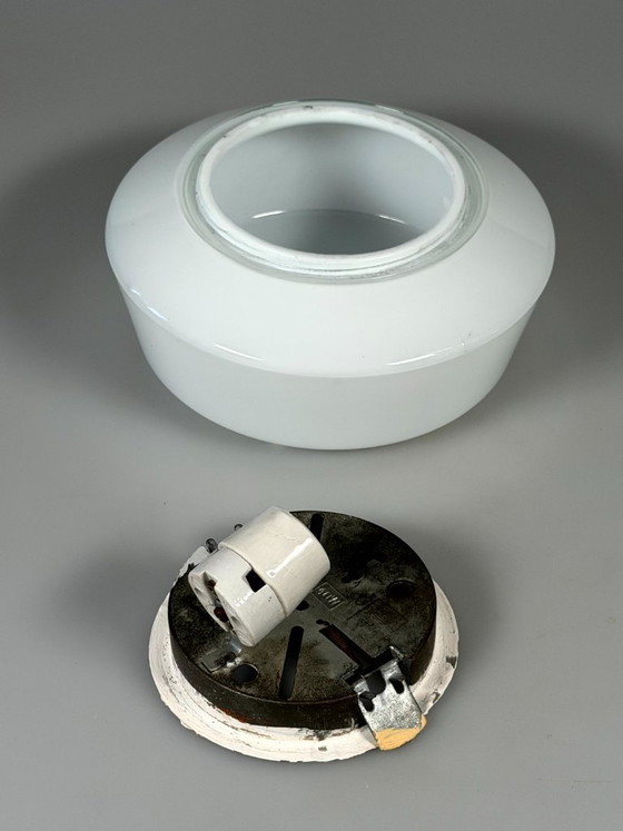 Image 1 of 50er 60er Jahre Lampe Leuchte Plafoniere Milchglas Mid Century Glas Design RZB