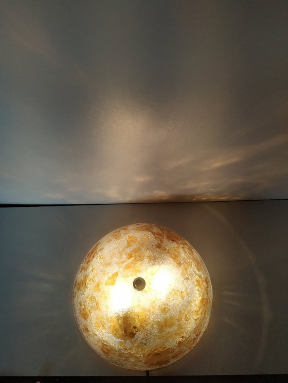 Image 1 of Rare Massive design 70s 'gold leaf' effect ceiling lamp (probably Murano glass).