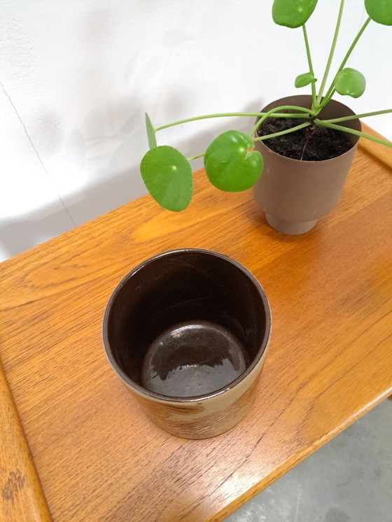 Image 1 of Pot de fleurs en céramique marron Allemagne de l'Ouest