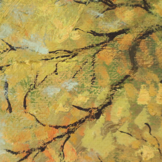 Image 1 of Groot Vintage Schilderij Bomen