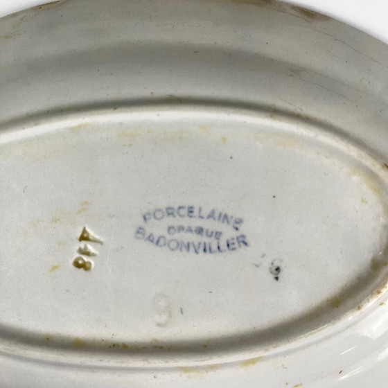 Image 1 of Coppia di piatti da portata in porcellana, Badonviller, fiore rosso, 1950