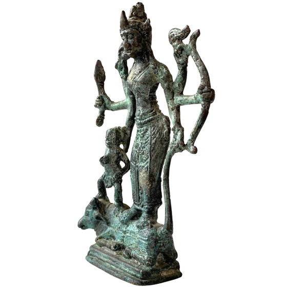 Authentique statue antique en bronze – Durga Mahishasuramardini – Période Majapahit – Sculptures (photo 8 of 9)