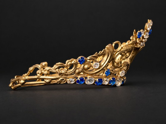 Antigua Tiara Corona Francesa para Estatua Religiosa, Latón Dorado y Cristal, c.1900 – Objetos decorativos (photo 3 of 8)
