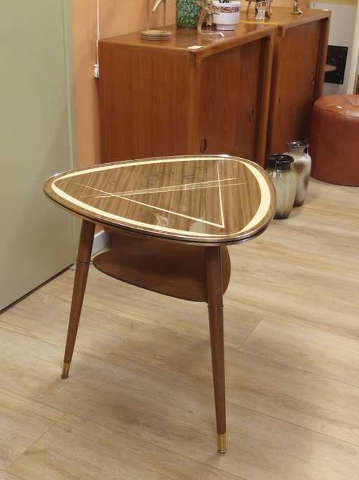 Tavolino da caffè vintage in formica e ottone