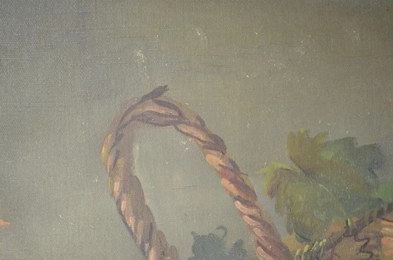 M. Maton-Wicart (XX Secolo) "Natura Morta con Cesto d'Uva" Olio su Tela, Firmato – Dipinti e disegni, Canvas (photo 9 of 11)