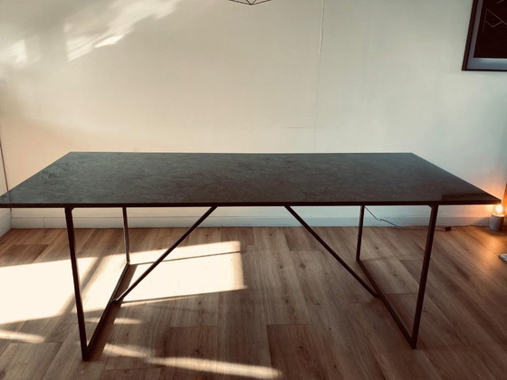 Image 1 of Straight dining table green marble