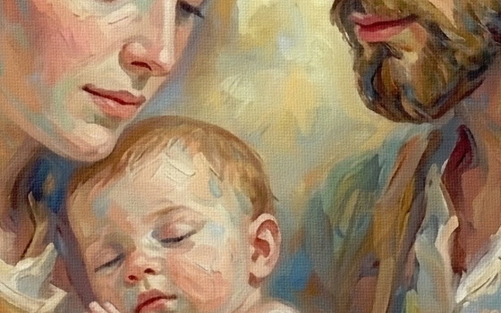 Image 1 of Jezus, Maria en Jozef "Het Jezusgebed" (120x60 cm)
