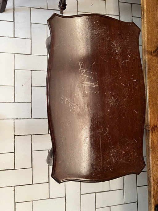 Antieke houten bijzettafel/speeltafel met inklapfunctie