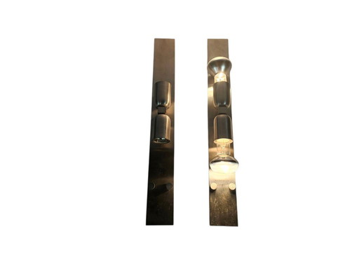 Wall lamps (2) - design Stéphane Davidts - brushed steel - Belgium - 80's