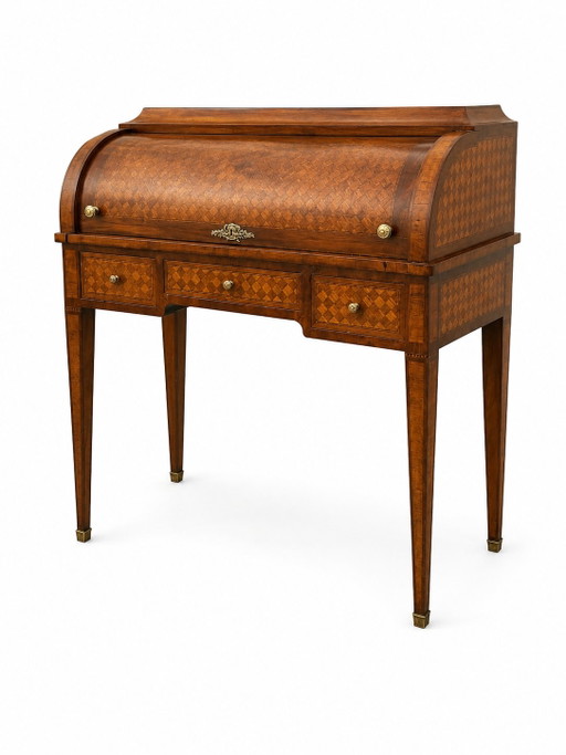 Bureau Secrétaire à Cylindre Louis XVI Marqueterie en Croisillons – Wood (photo 2 of 10)