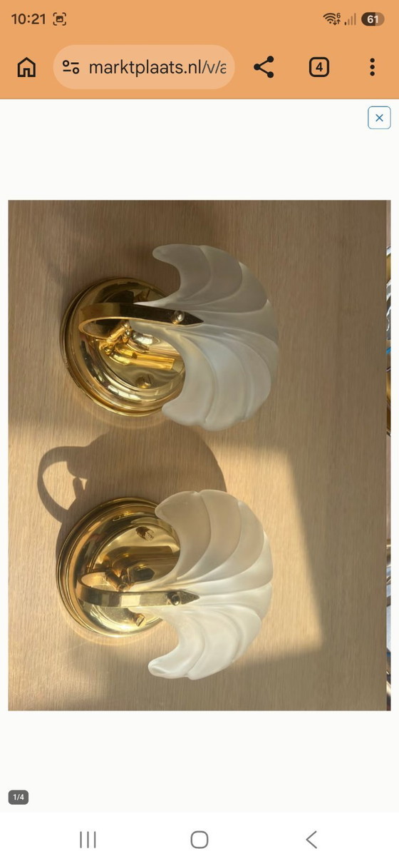 Image 1 of Italiaanse schelp wandlampen (2×)