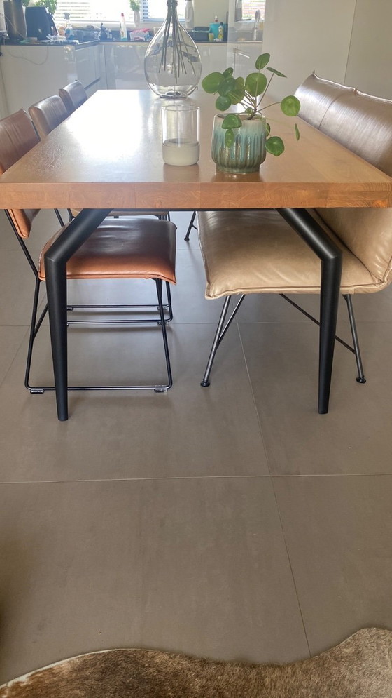Image 1 of Oak table with Rialto black spider legs Enzo Luca 220 x 100