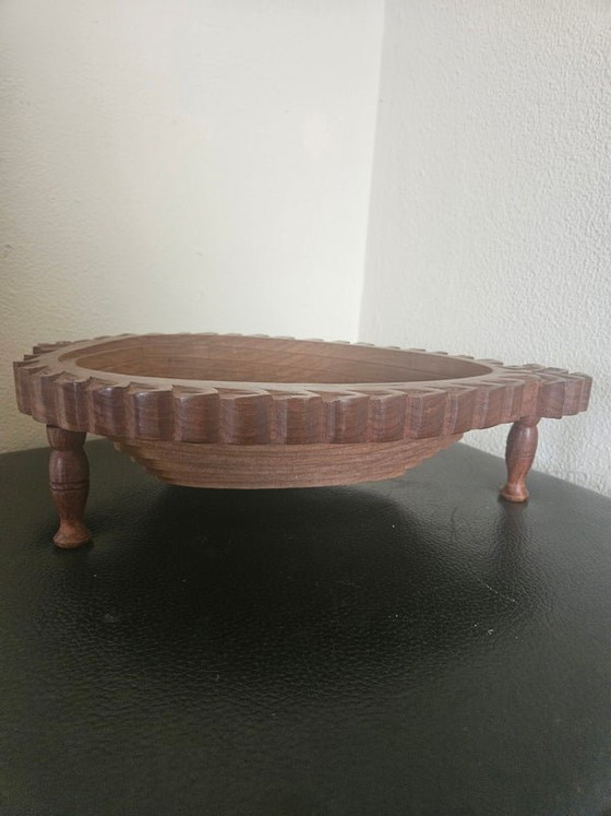 Image 1 of Vintage hand-carved wooden fruit bowl