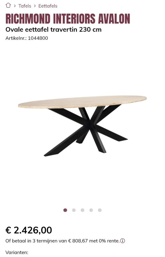 Image 1 of Mesa de comedor ovalada de travertino