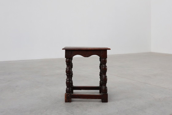 Image 1 of 19. Jahrhundert Eiche rechteckig Joint Hocker oder Tisch mit gedrechselten Beinen, Frankreich ca. 1820