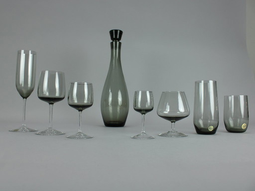 Aloys Ferdinant Ganghofner - smoked glass service "Cora" - Peill - Germany - 43 pieces - 1950s