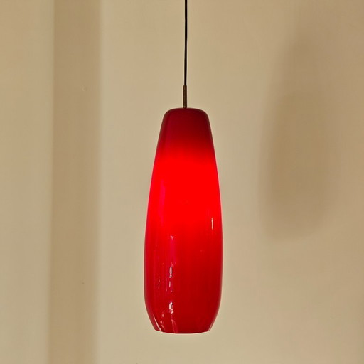 Vintage rote Glas-Pendelleuchte