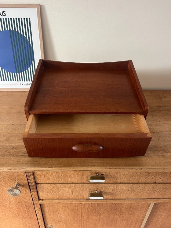Image 1 of Vintage Danish teak floating night stand - wall cabinet