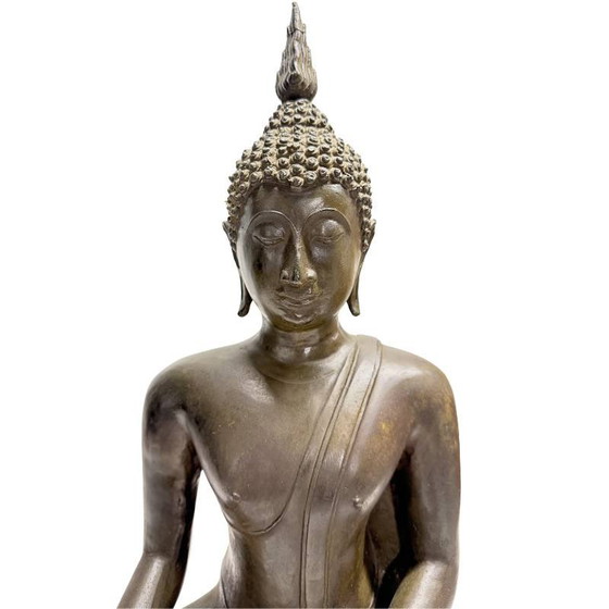 Antiguo Buda Sukhothai de Bronce Tailandés del Siglo XIX – Fundición Pesada Premium (47.5 cm / 12.6 kg) (photo 11 of 11)