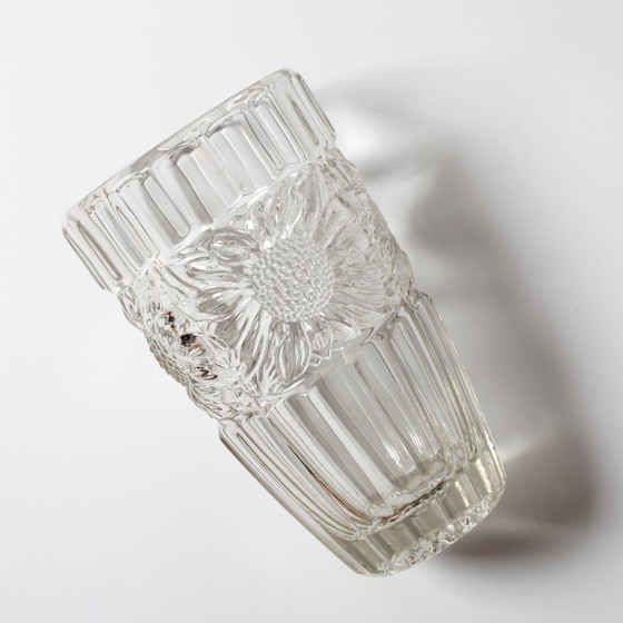 Image 1 of Large Vintage Sunflower Glass Vase: Bohemia Glass, Czech Republic, 1960s