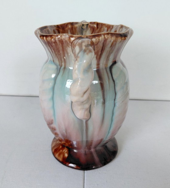 Bay Keramik Vase, Pastel Drip Glaze, WGP 1950s, Ceramic, Brown (photo 9 of 10)
