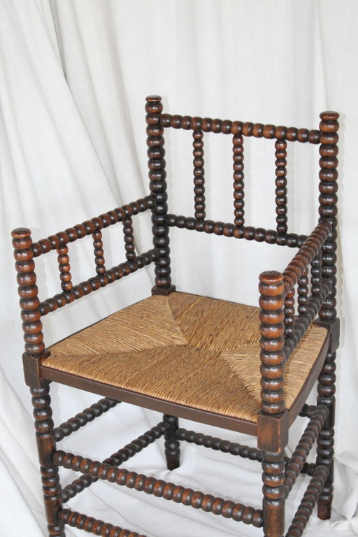 Bobbin Stoel Armleuningen Fauteuil Antiek Wabi Sabi 