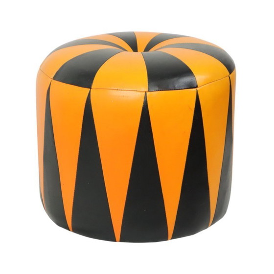 Image 1 of Pouf vintage arancione nero Skai