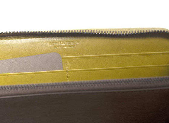 Image 1 of Bottega Veneta, Lime green intrecciato nappa zip wallet